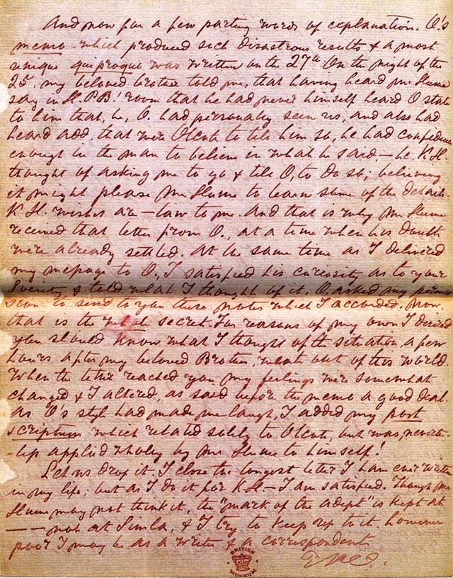 Mahatma letter facsimile